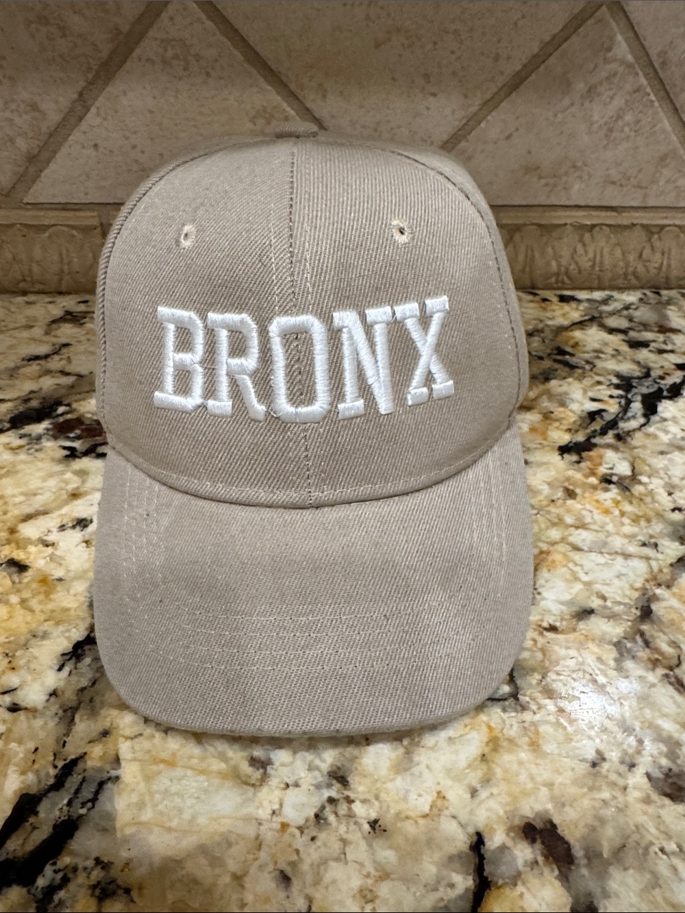 Bronx Embroidered Baseball Cap - Beige